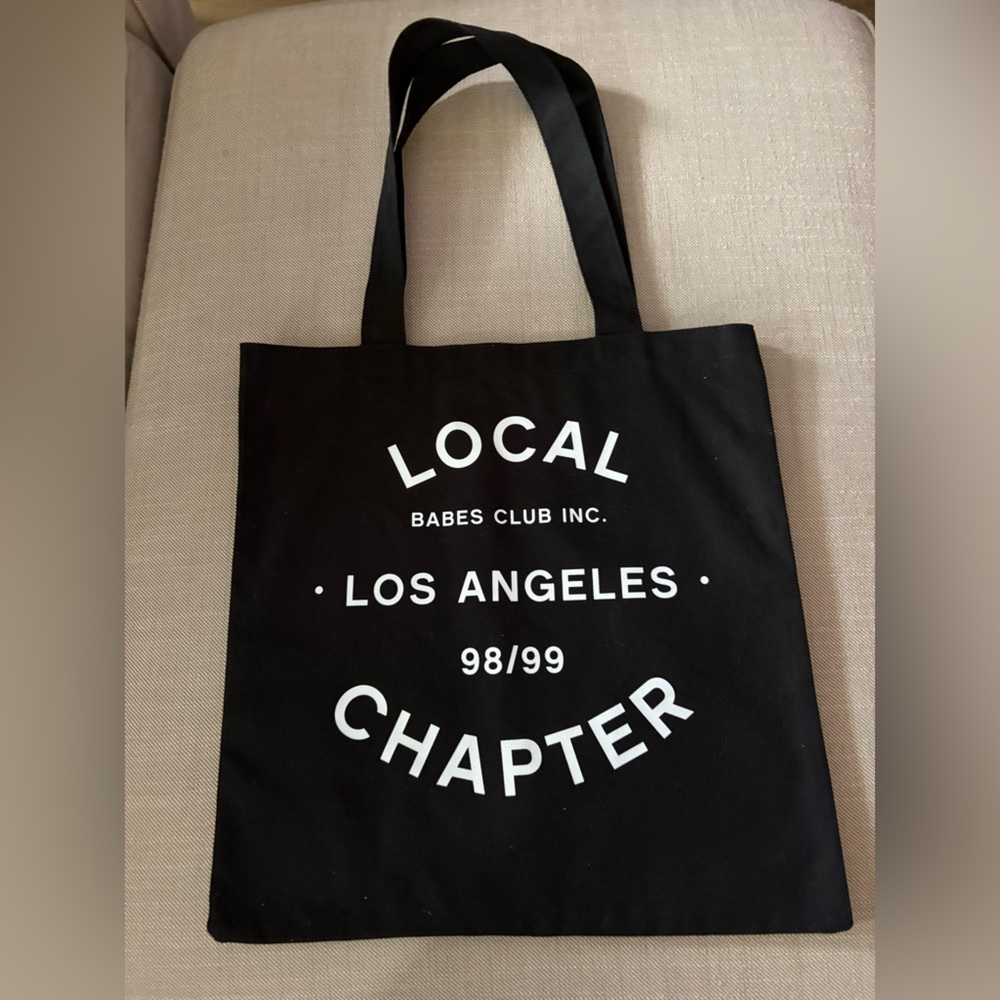 100% Cotton BABES CLUB INC. black tote bag NWOT. Los Angeles Local Chapter